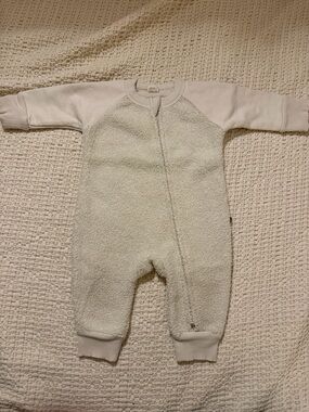 Neutral Cream Sherpa Baby One-Piece Bodysuit